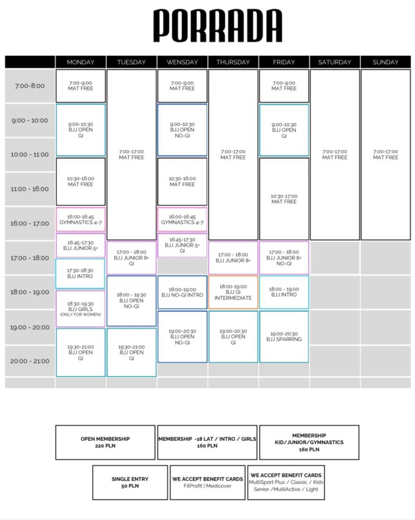 class schedule